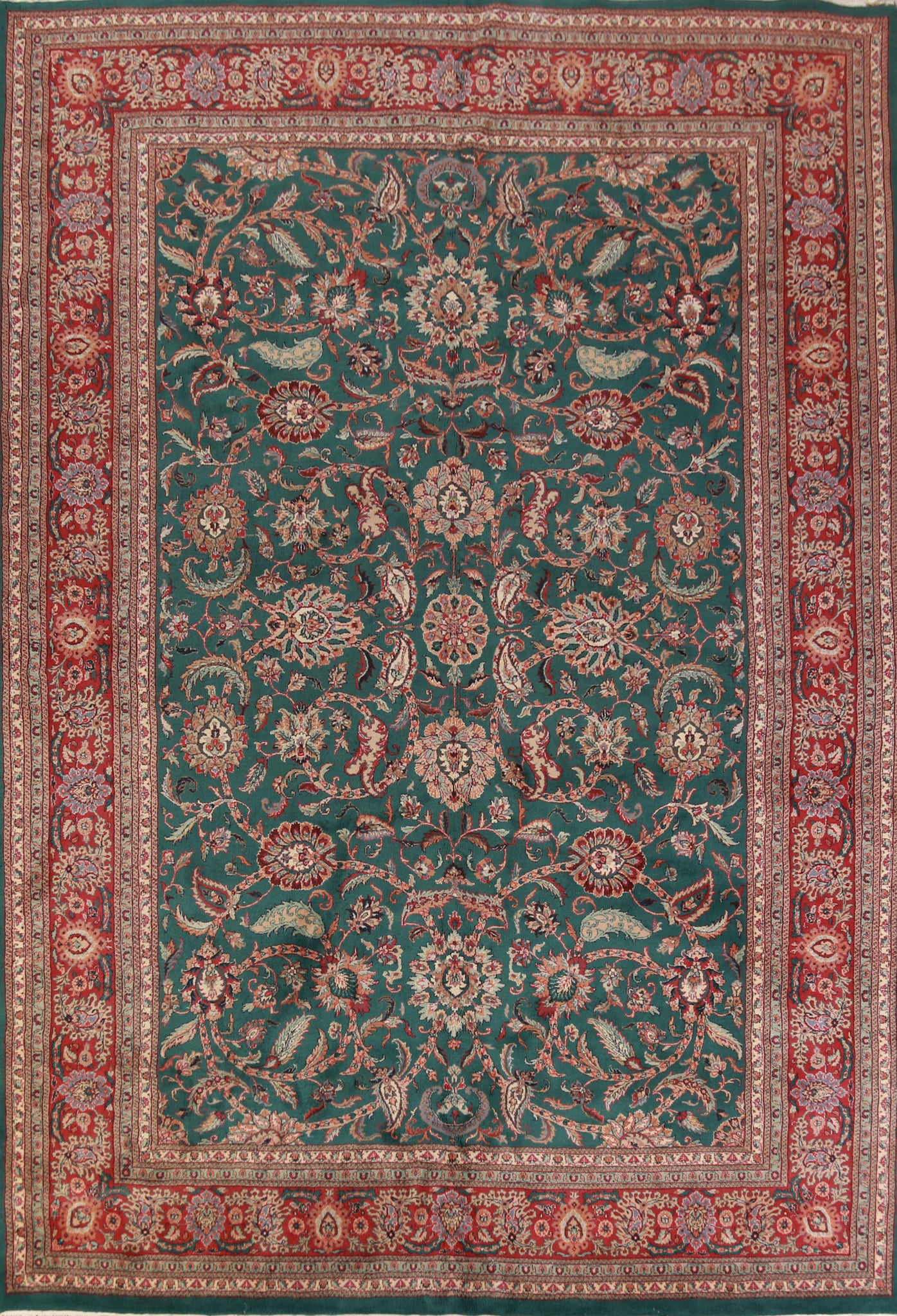Green Floral Agra Indian Large Rug 10x14