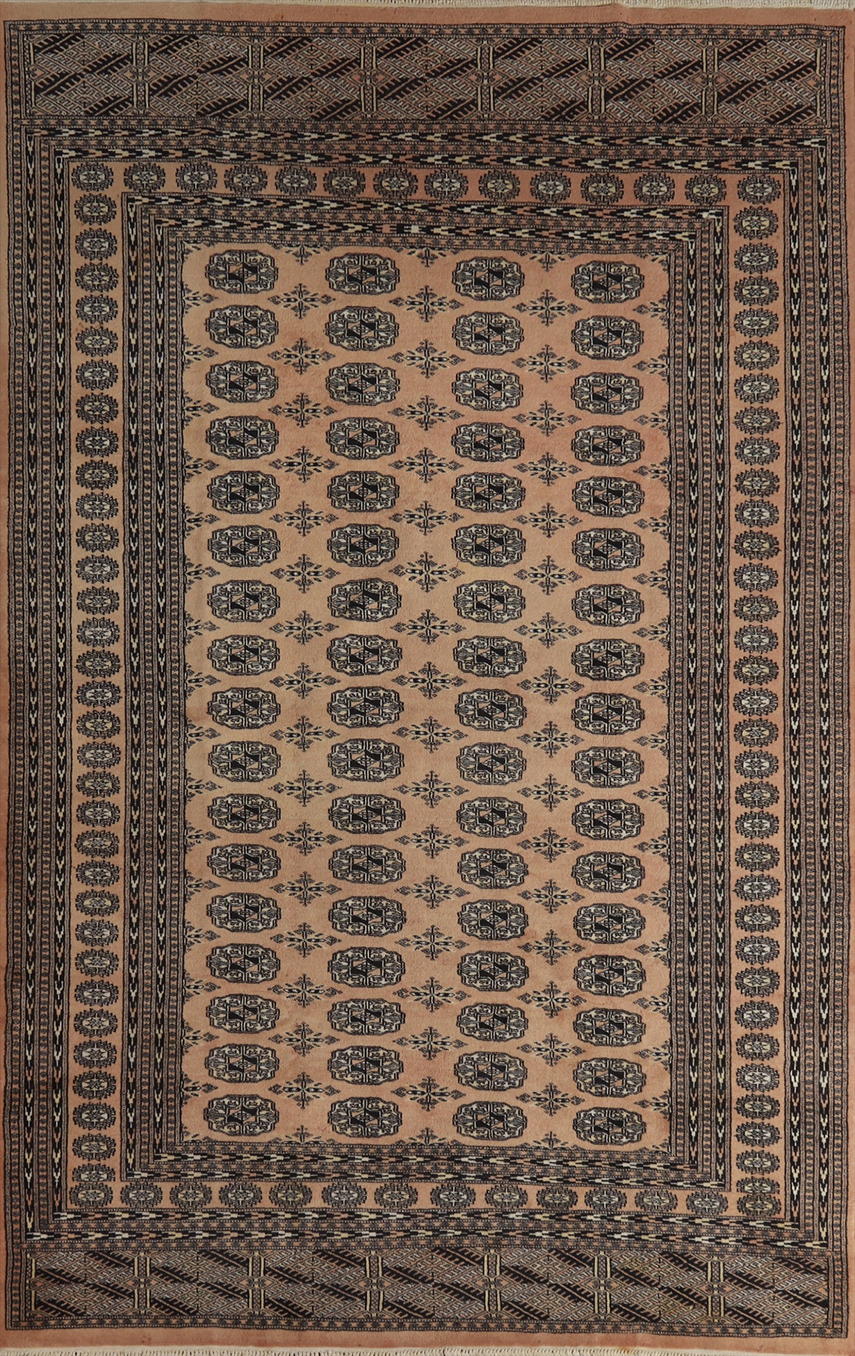 Vegetable Dye Peach Bokhara Oriental Area Rug 6x9