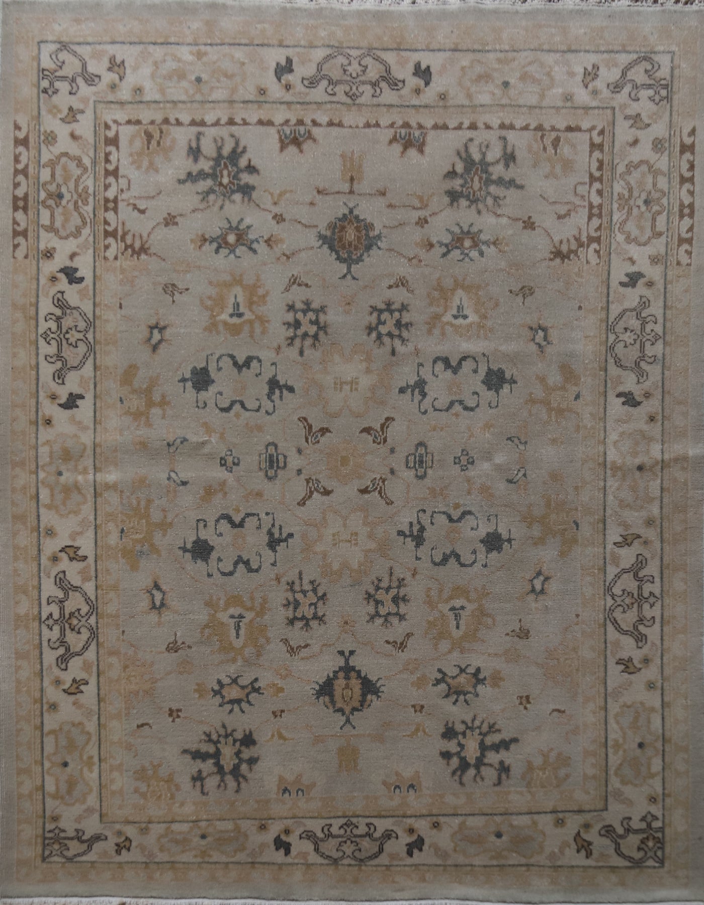 Vegetable Dye Wool Floral Oushak Oriental Rug 5x6