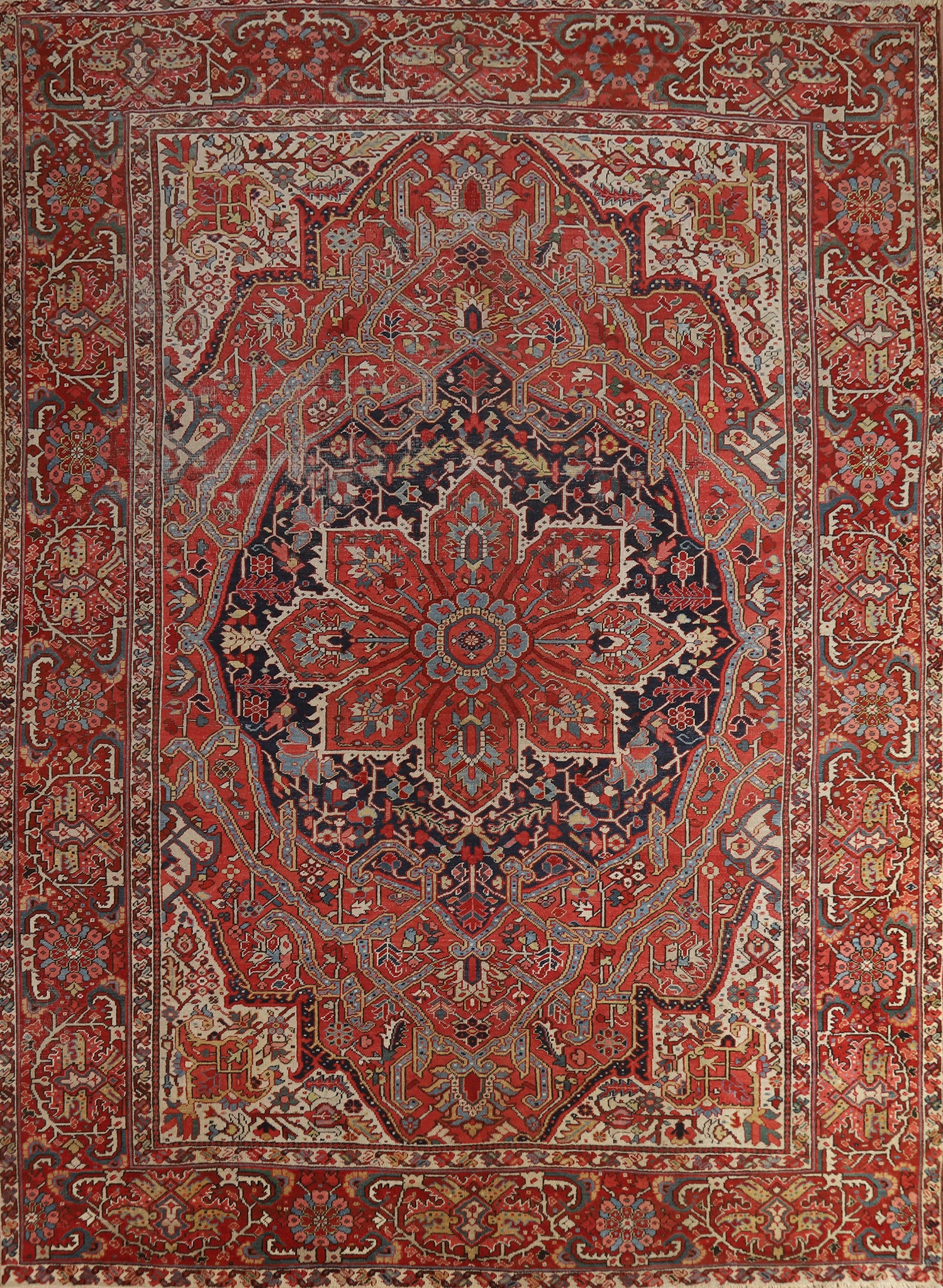 Antique Vegetable Dye Heriz Serapi Persian Area Rug 10x12