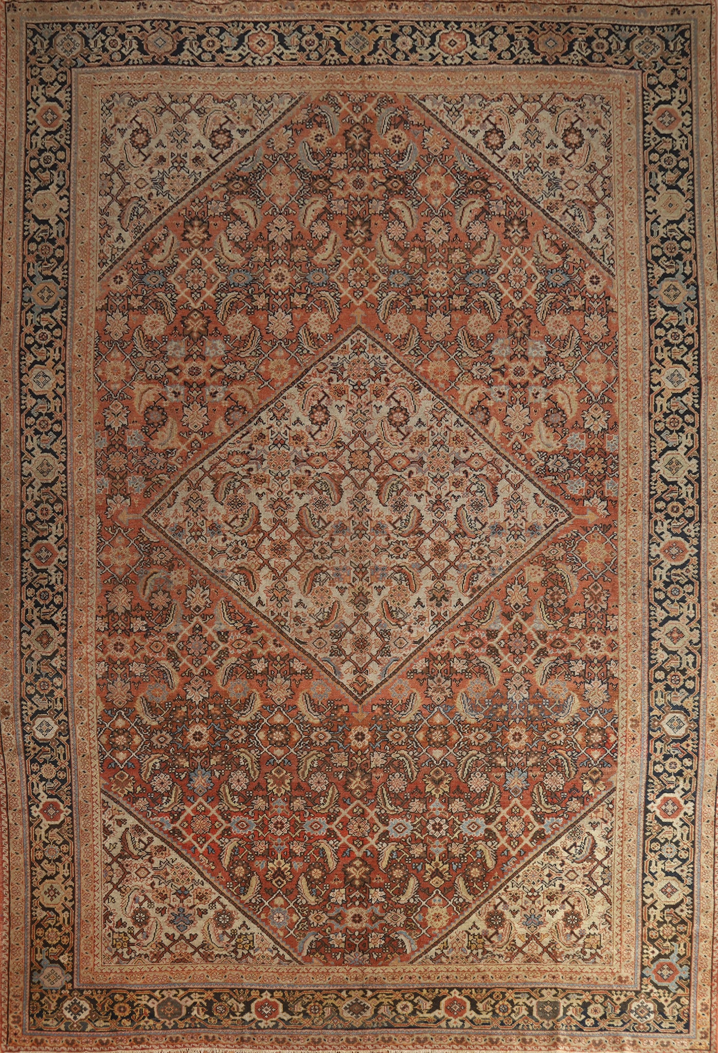 Antique Vegetable Dye Mahal Persian Large Rug 11x14
