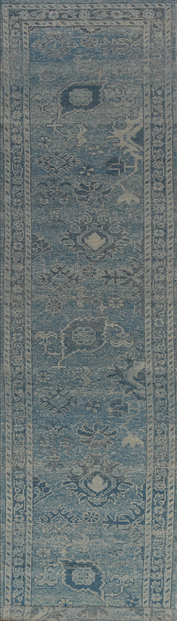Vegetable Dye Oushak Turkish Runner Rug 3x17