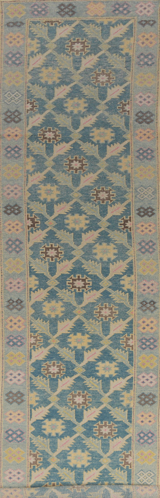 Vegetable Dye Oushak Turkish Runner Rug 3x17
