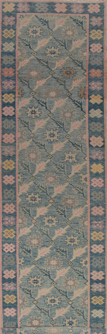 Vegetable Dye Oushak Turkish Runner Rug 4x17