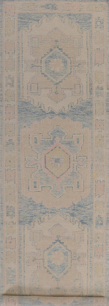 Vegetable Dye Oushak Turkish Runner Rug 3x16