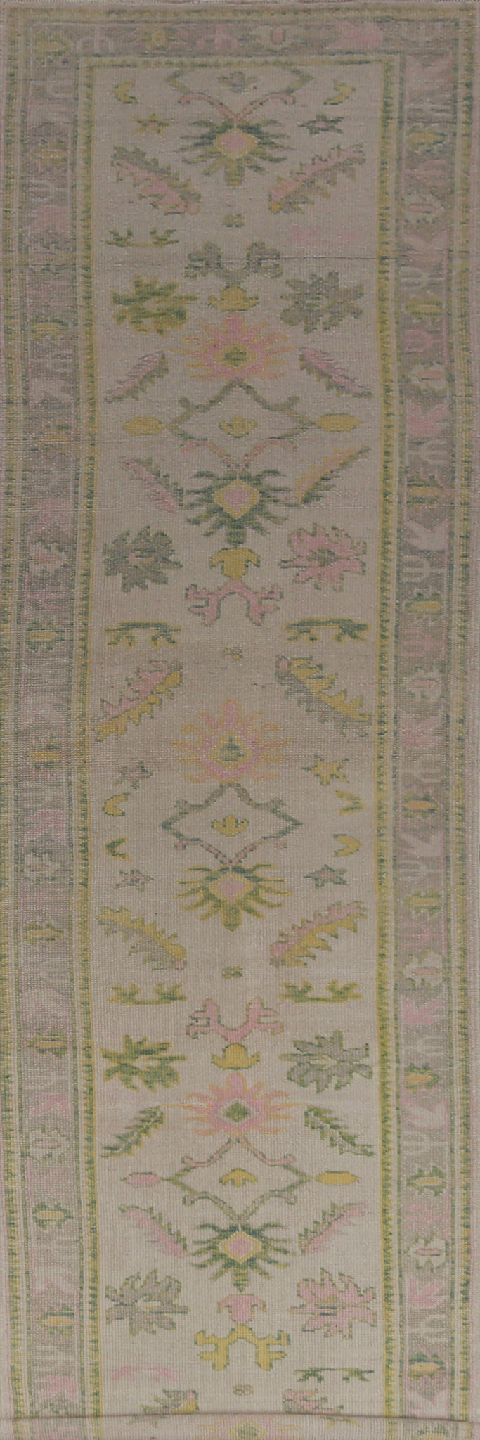 Vegetable Dye Oushak Turkish Runner Rug 3x15