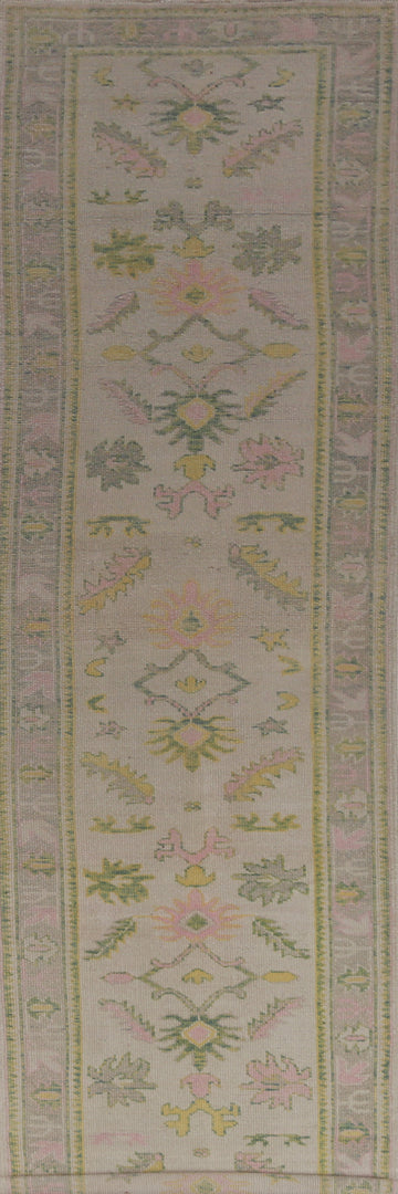 Vegetable Dye Oushak Turkish Runner Rug 3x15