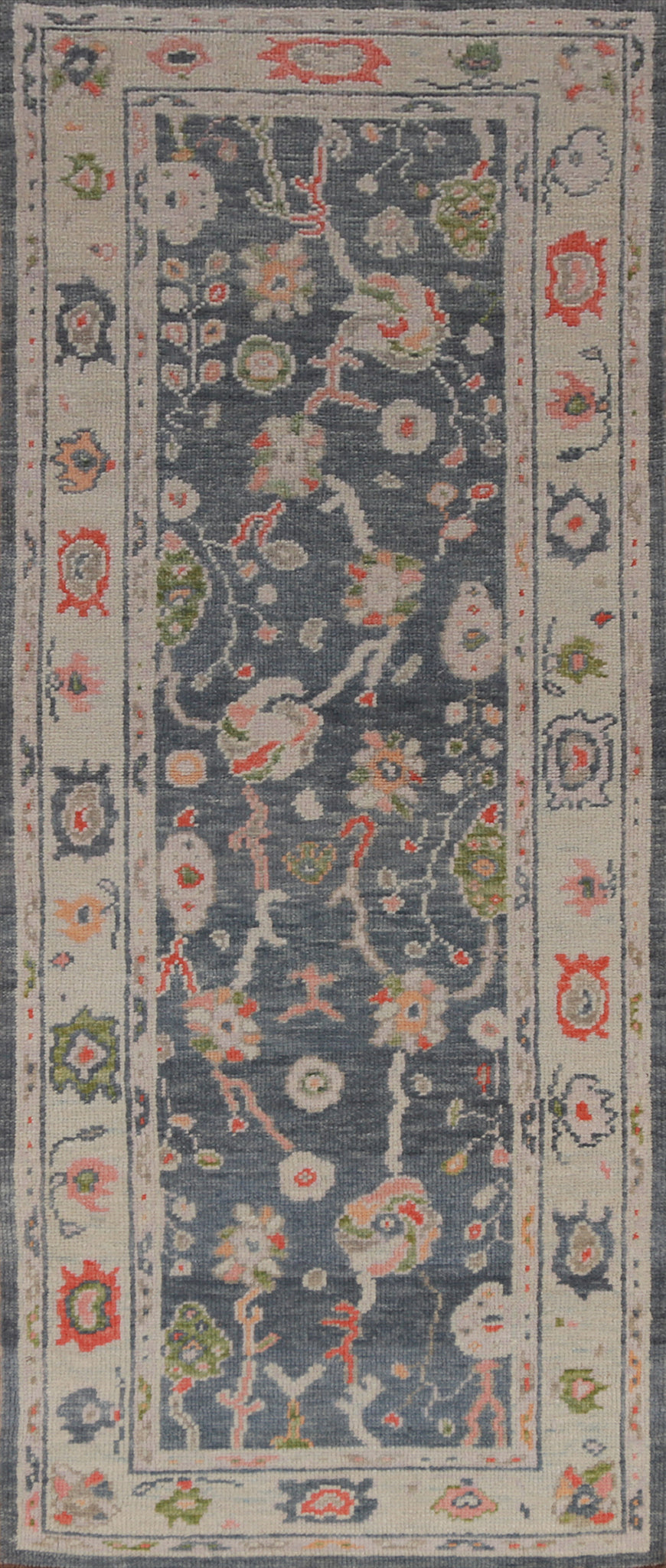 Vegetable Dye Oushak Turkish Runner Rug 3x9