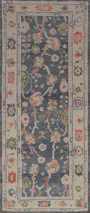Vegetable Dye Oushak Turkish Runner Rug 3x9
