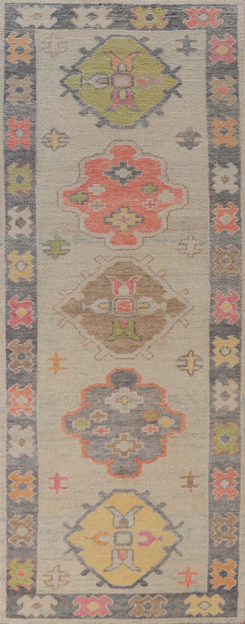 Vegetable Dye Oushak Turkish Runner Rug 3x9