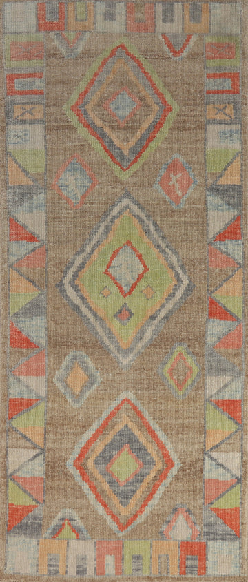 Vegetable Dye Oushak Turkish Runner Rug 3x9