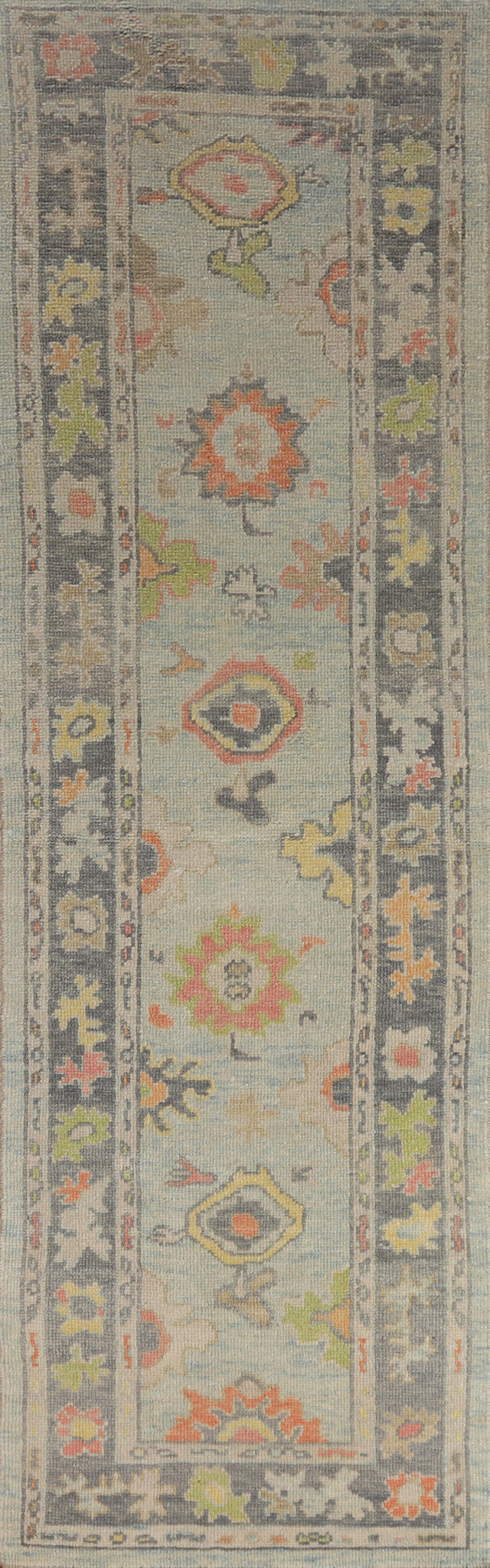 Vegetable Dye Oushak Turkish Runner Rug 3x11