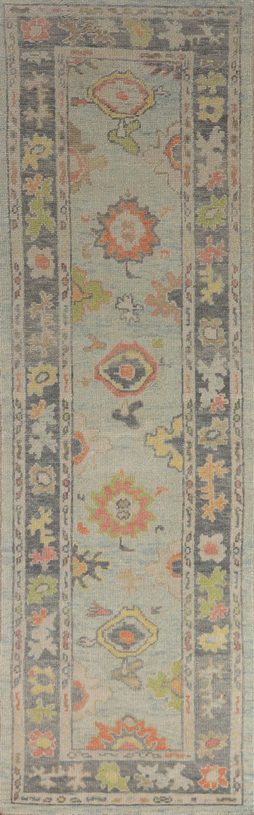 Vegetable Dye Oushak Turkish Runner Rug 3x11