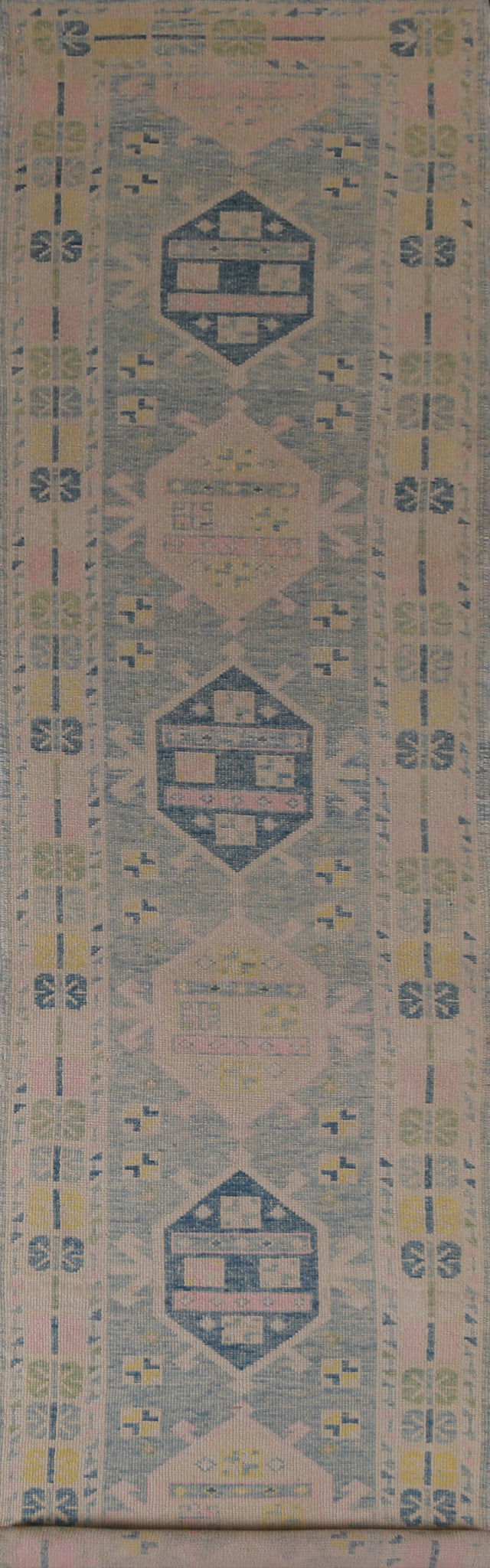 Handmade Blue Oushak Vegetable Dye Runner Rug 3x18