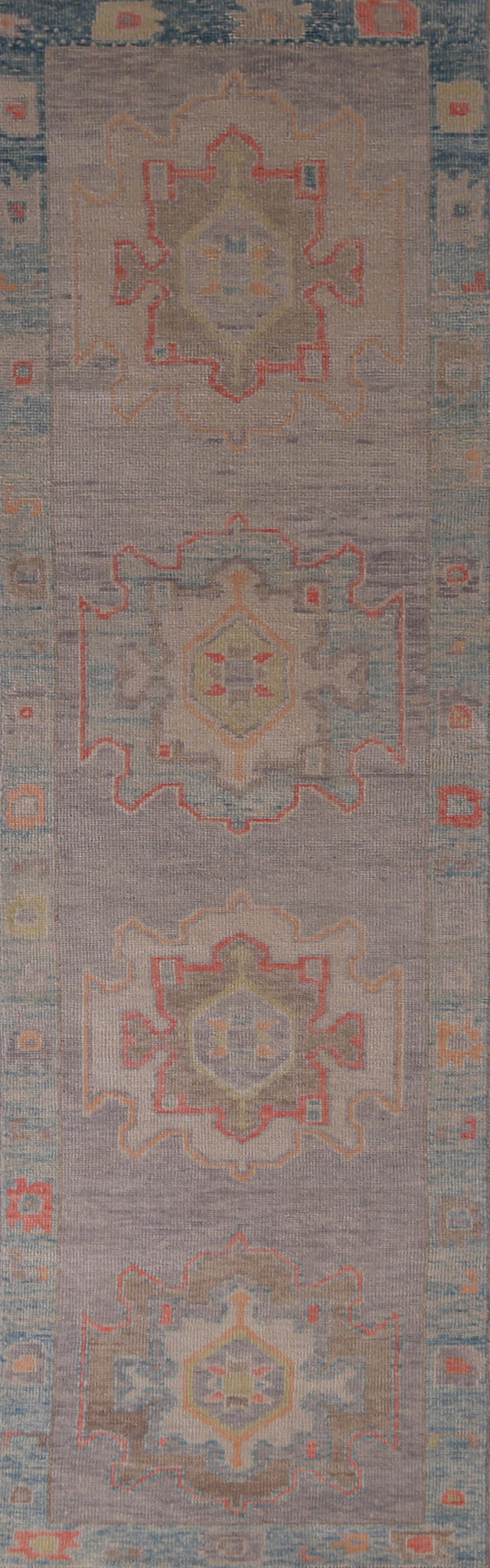 Vegetable Dye Purple Oushak Turkish Runner Rug 3x12