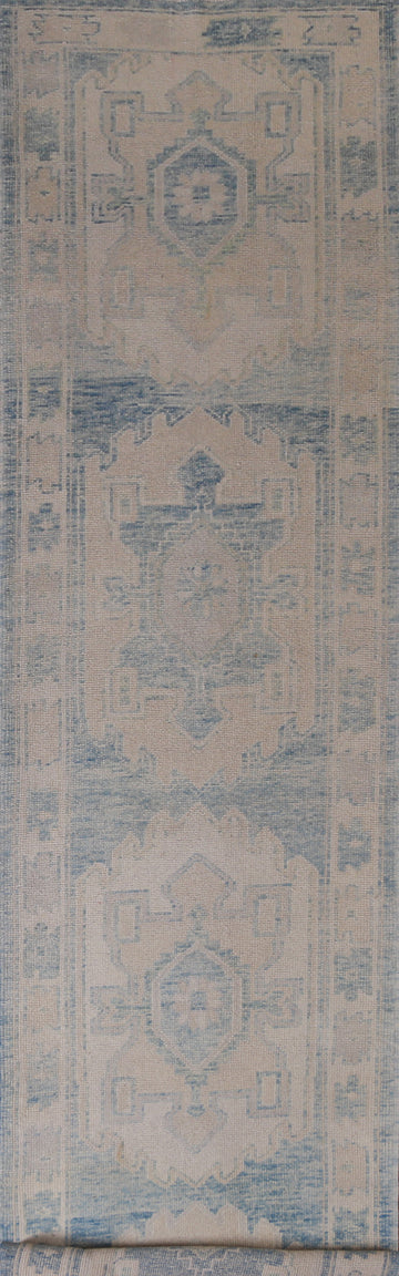 Vegetable Dye Wool Oushak Turkish Runner Rug 3x17