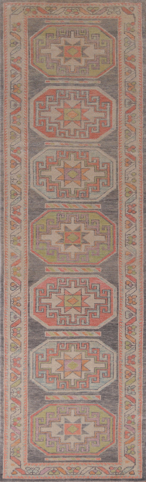 Vegetable Dye Wool Oushak Turkish Runner Rug 3x13