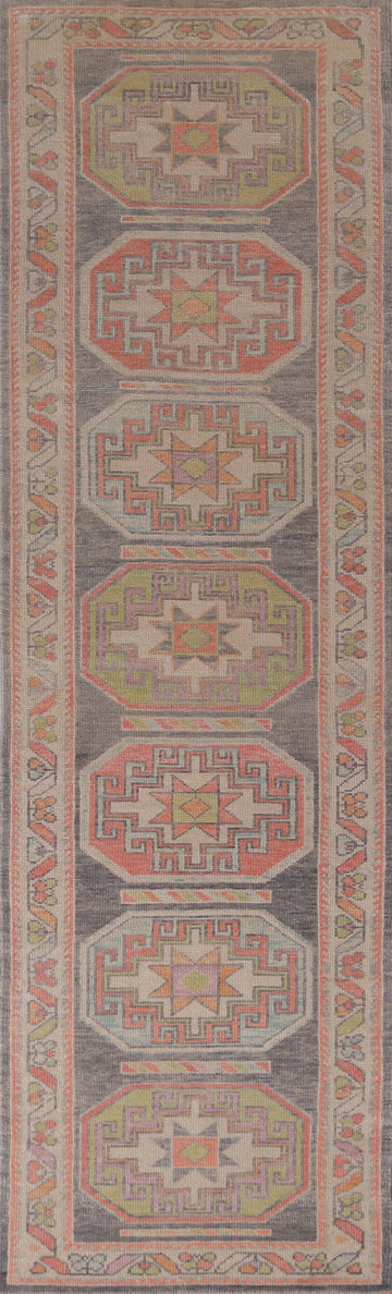 Vegetable Dye Wool Oushak Turkish Runner Rug 3x13