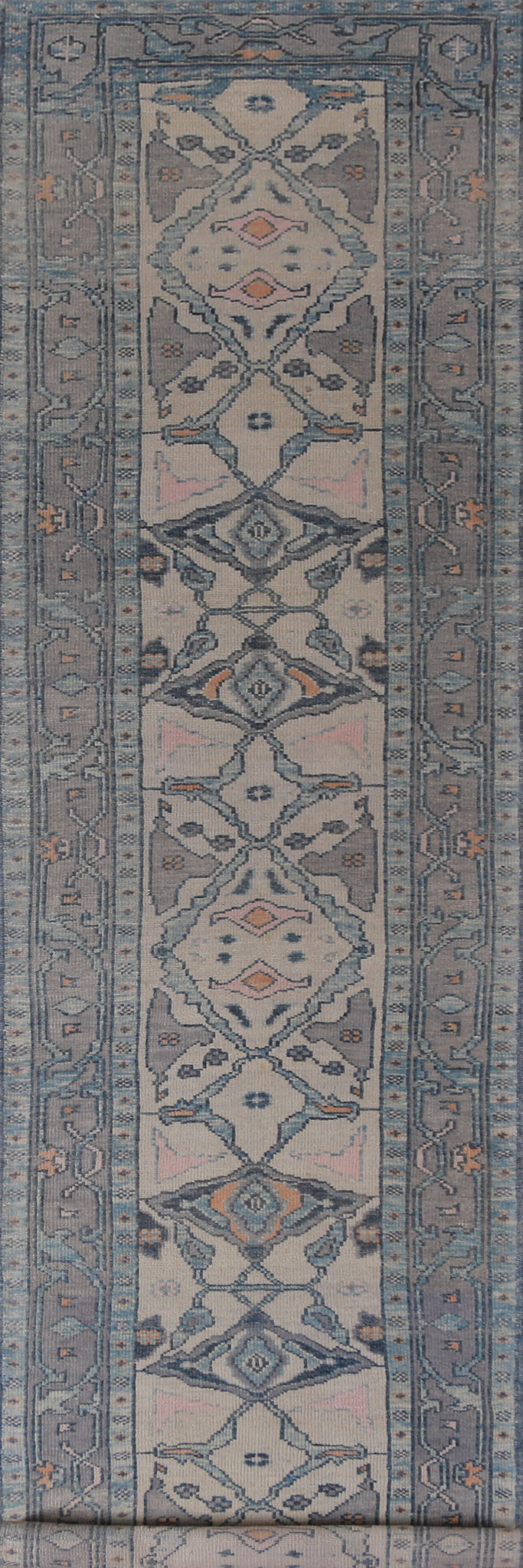 Vegetable Dye Wool Oushak Turkish Runner Rug 3x15