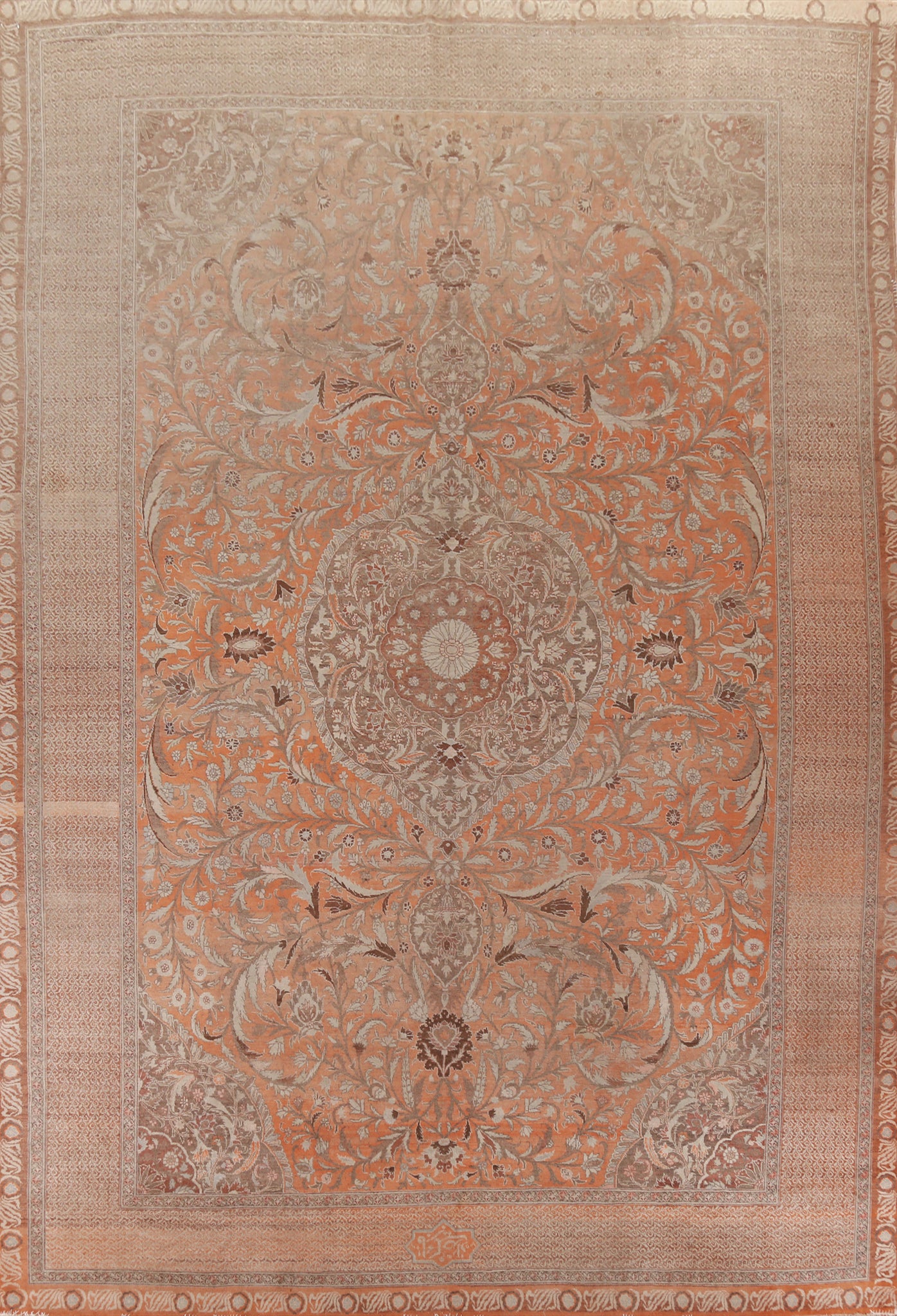 Pre-1900 Vegetable Dye Tabriz Haj-jalili Persian Large Rug 11x15