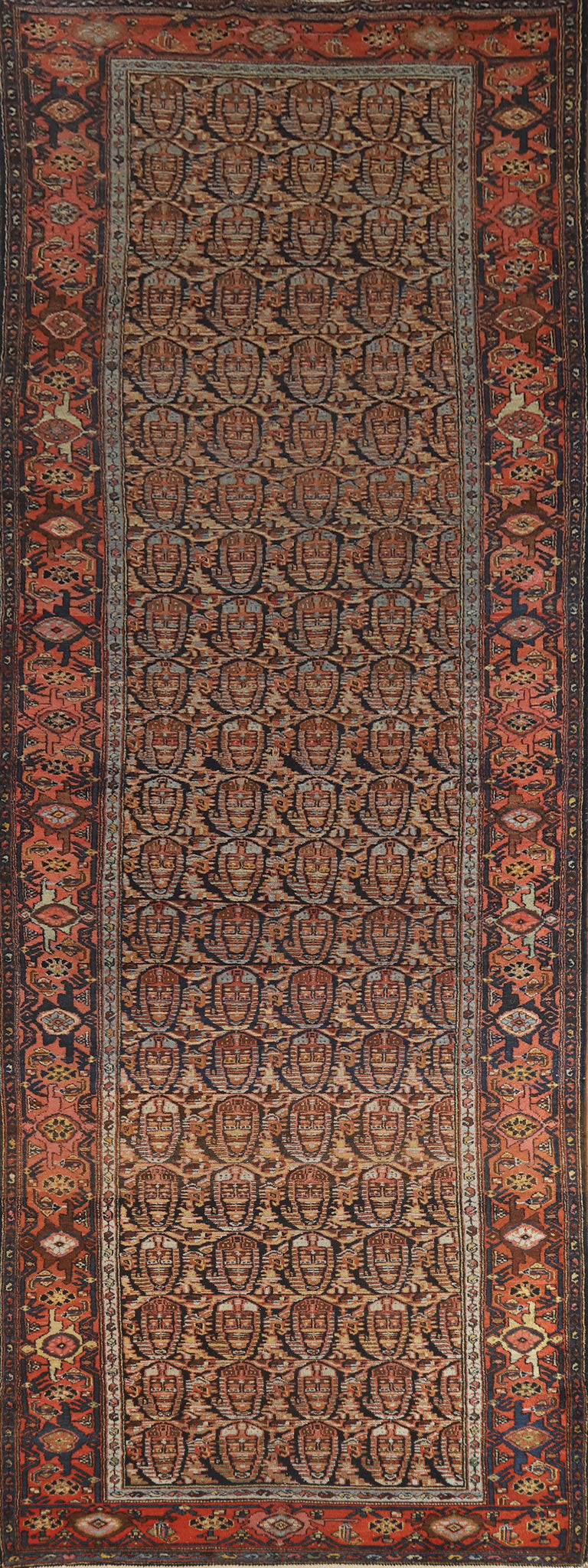 Pre-1900 Antique Senneh Vegetable Dye Persian Rug 5x16