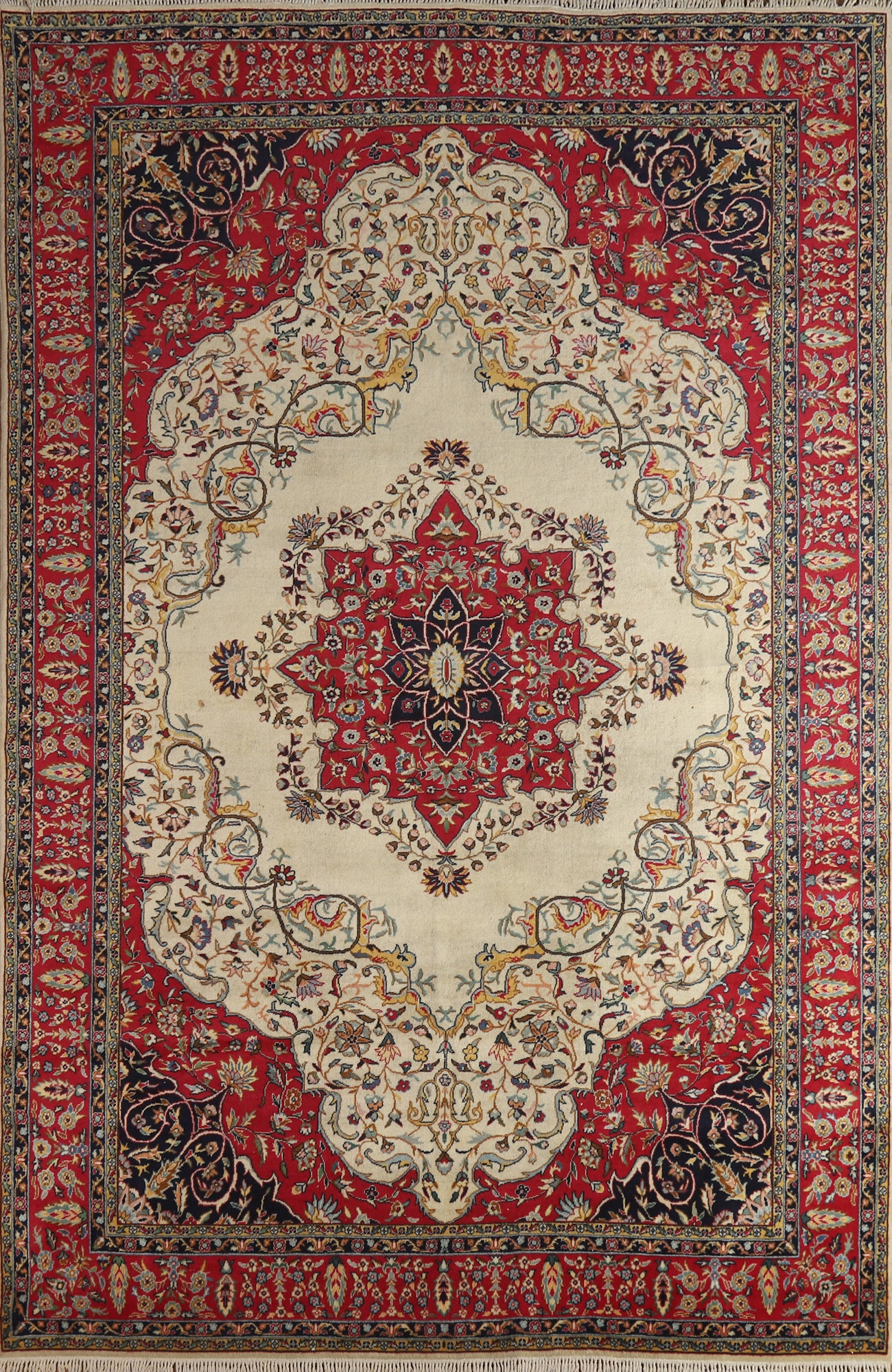 Vegetable Dye Medallion Tabriz Persian Area Rug 6x10