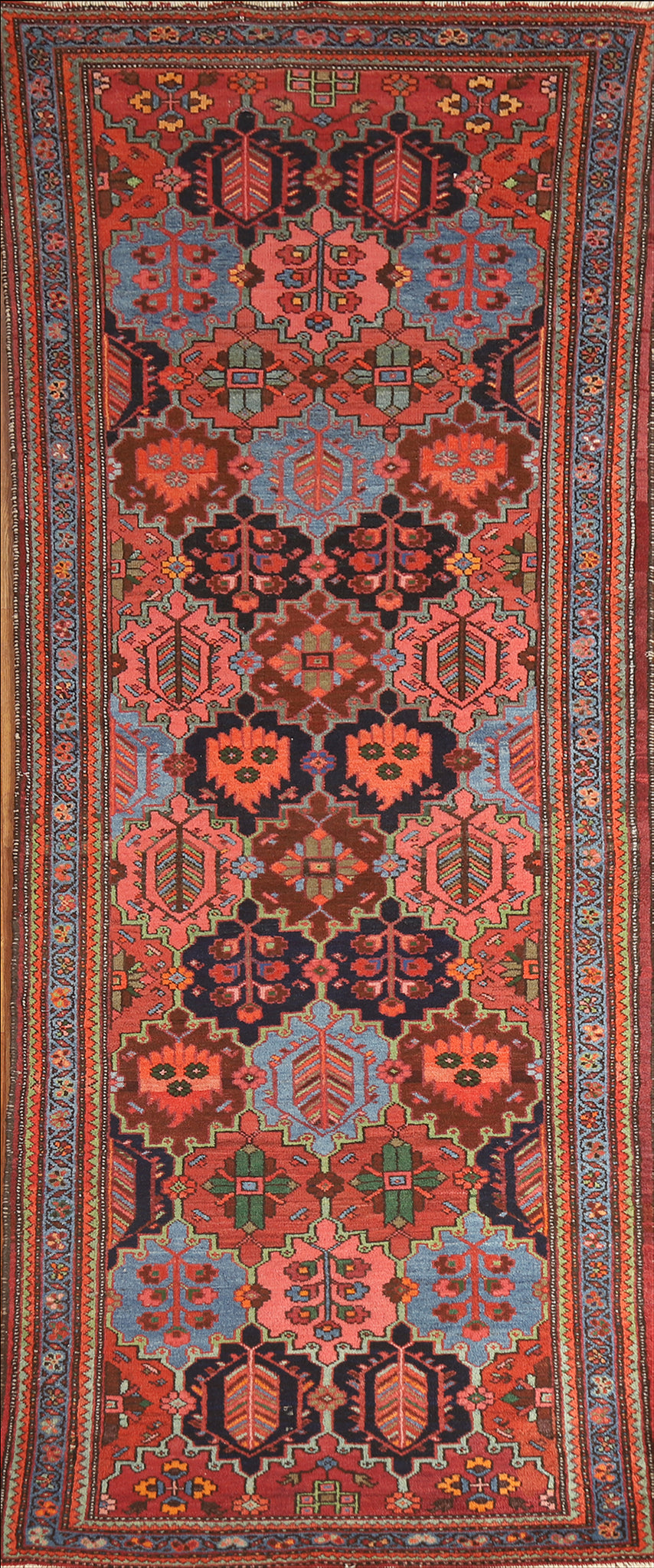 Vegetable Dye Wool Bakhtiari Persian Runner Rug 3x10