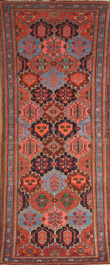 Vegetable Dye Wool Bakhtiari Persian Runner Rug 3x10