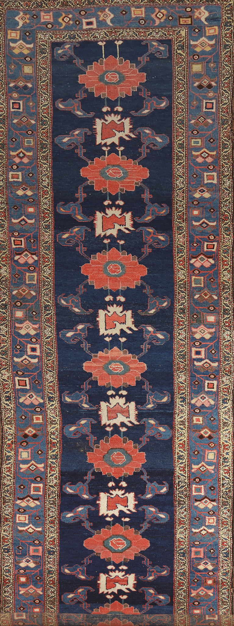 Pre-1900 Vegetable Dye Heriz Bakhshayesh Persian Runner Rug 4x15