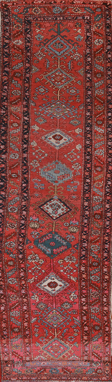Antique Vegetable Dye Heriz Serapi Persian Runner Rug 3x12