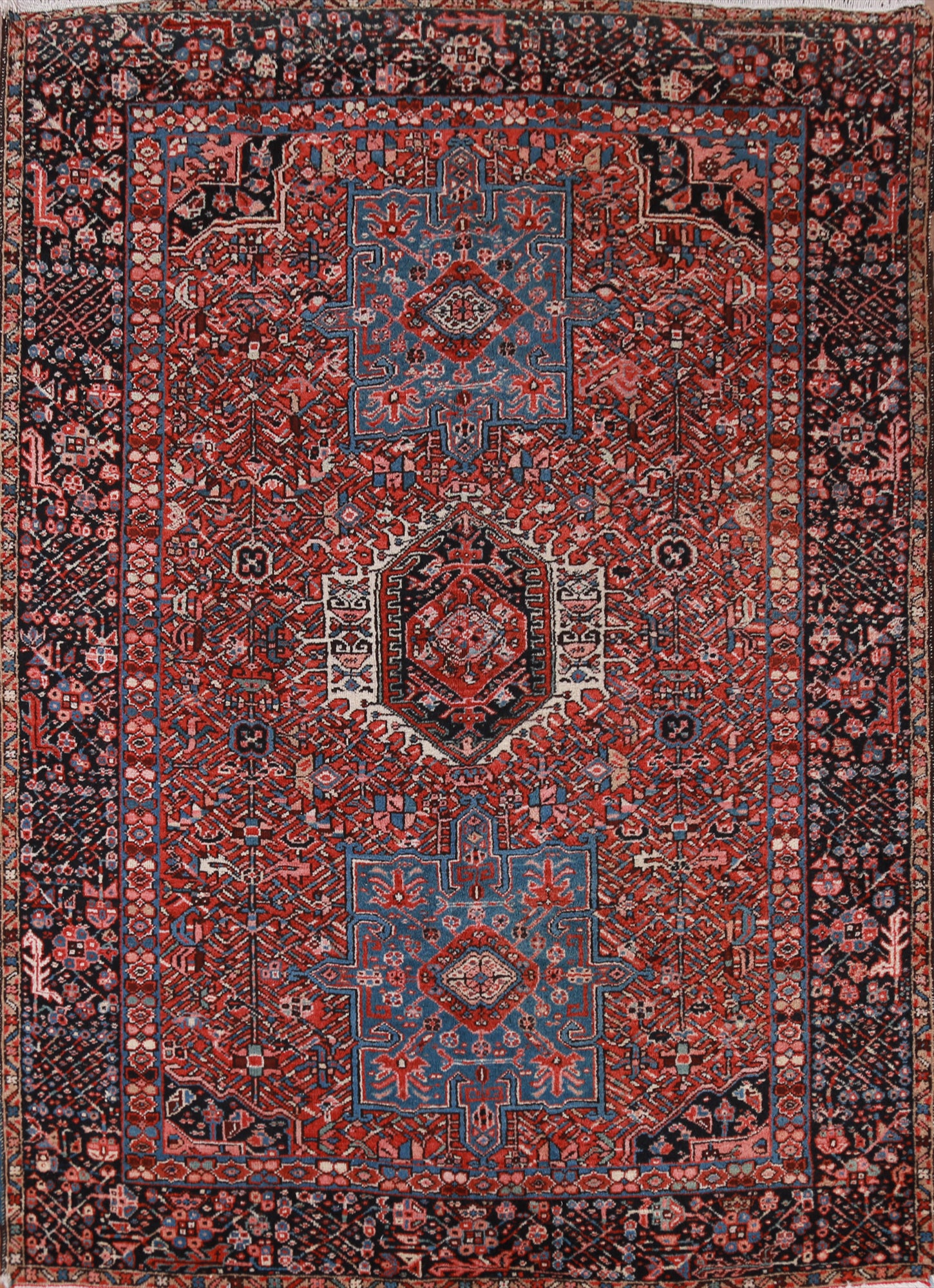 Tribal Geometric Gharajeh Vegetable Dye Persian Rug 5x6