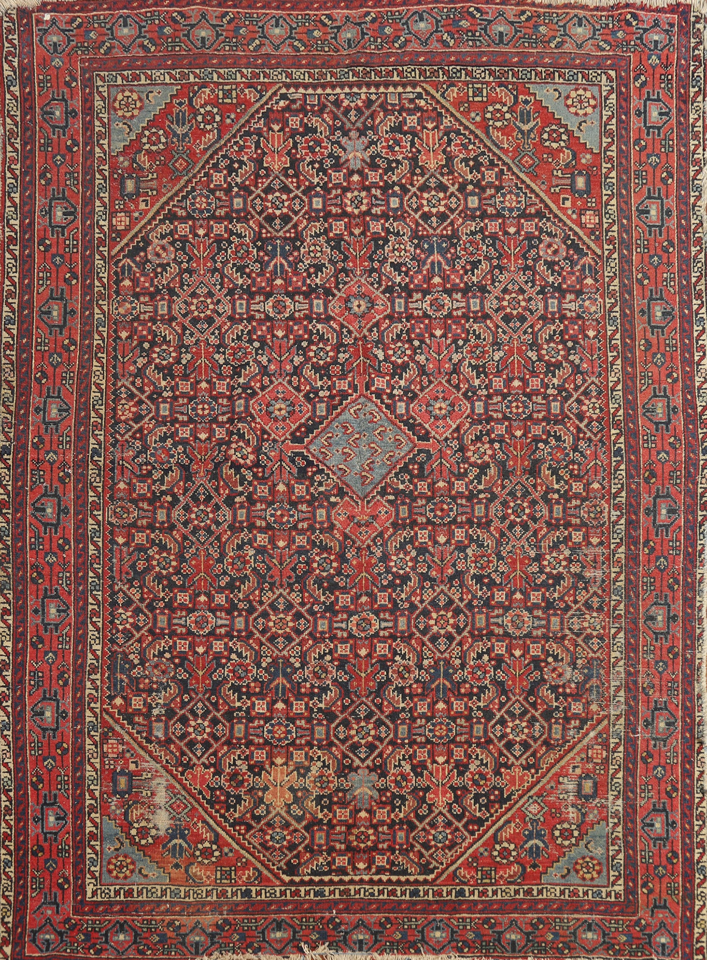 Pre-1900 Antique Malayer Vegetable Dye Persian Rug 5x6