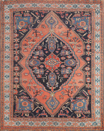 Pre-1900 Antique Bidjar Vegetable Dye Persian Rug 5x6