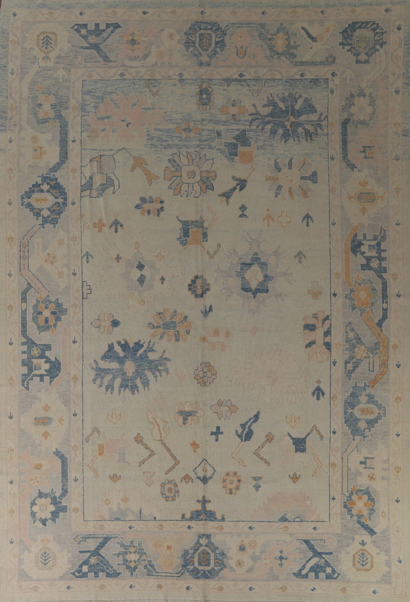 Vegetable Dye Floral Oushak Turkish Area Rug 10x13