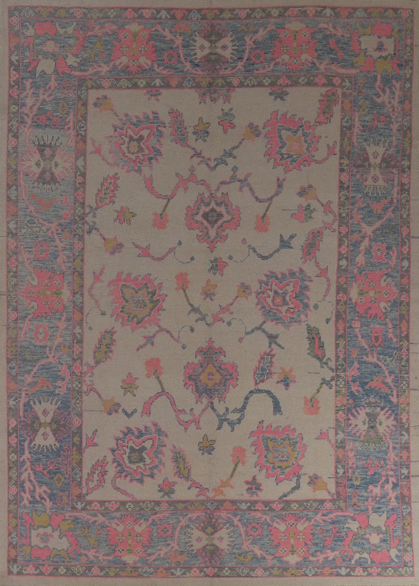 Vegetable Dye Wool Oushak Turkish Area Rug 8x11