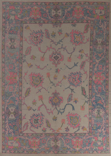 Vegetable Dye Wool Oushak Turkish Area Rug 8x11