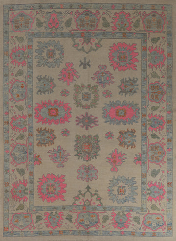 Vegetable Dye Floral Oushak Turkish Area Rug 8x10