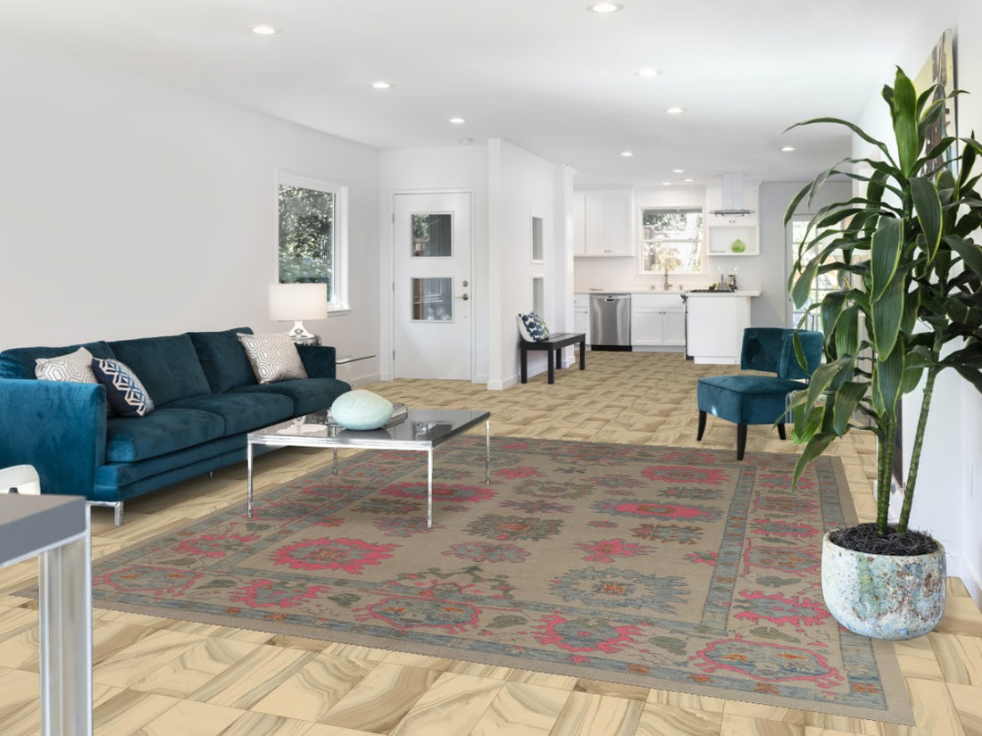 Vegetable Dye Floral Oushak Turkish Area Rug 8x10