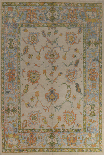 Vegetable Dye Floral Oushak Turkish Area Rug 8x10