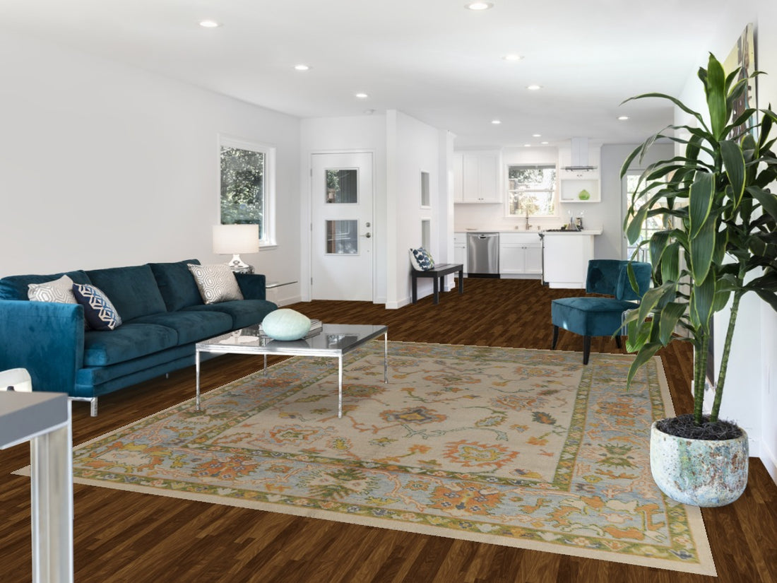 Vegetable Dye Floral Oushak Turkish Area Rug 8x10