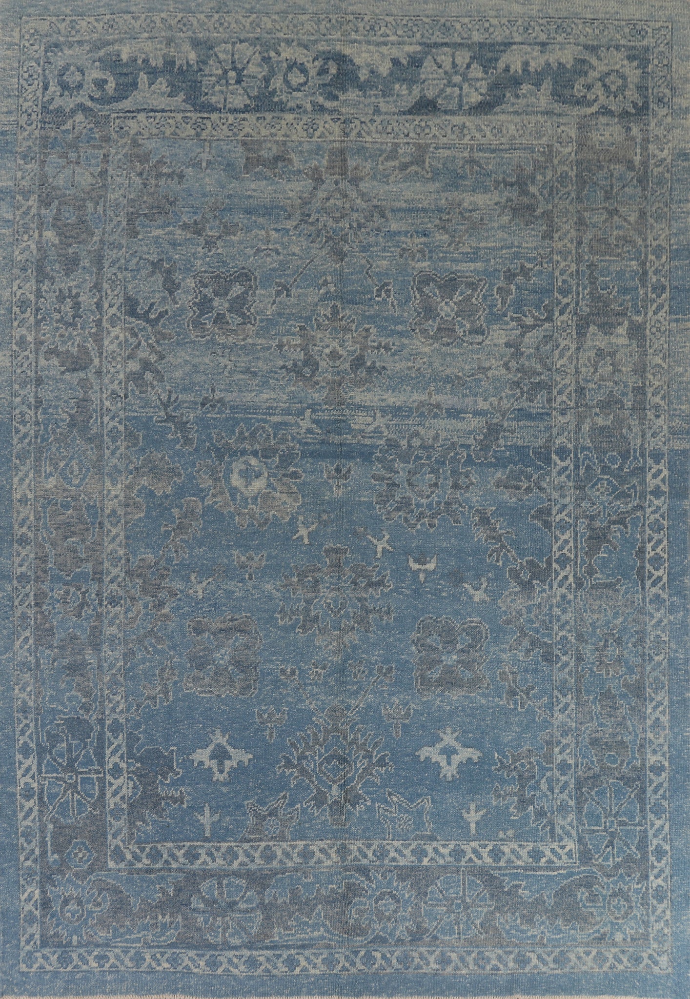 All-Over Blue Oushak Vegetable Dye Area Rug 8x11