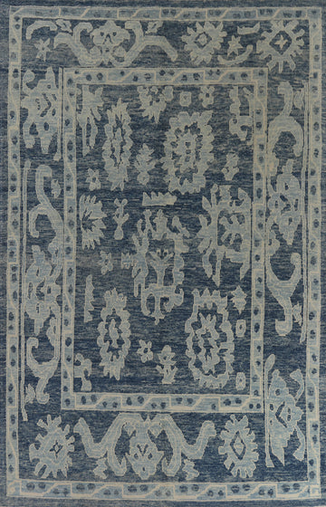 Vegetable Dye Blue Oushak Turkish Area Rug 8x12