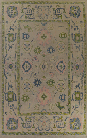 Handmade Floral Oushak Vegetable Dye Large Rug 10x14