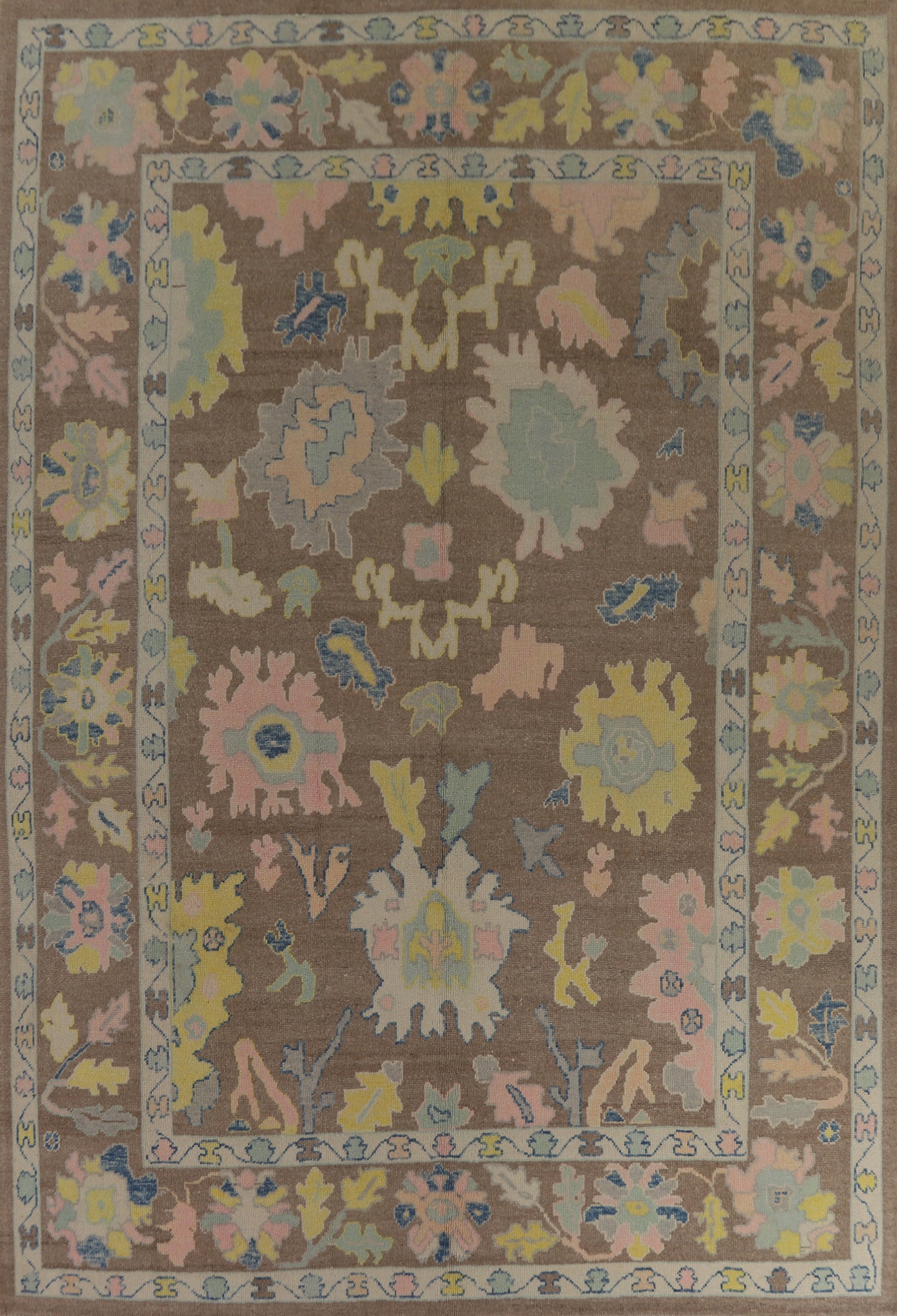 Vegetable Dye Brown Oushak Turkish Area Rug 10x13