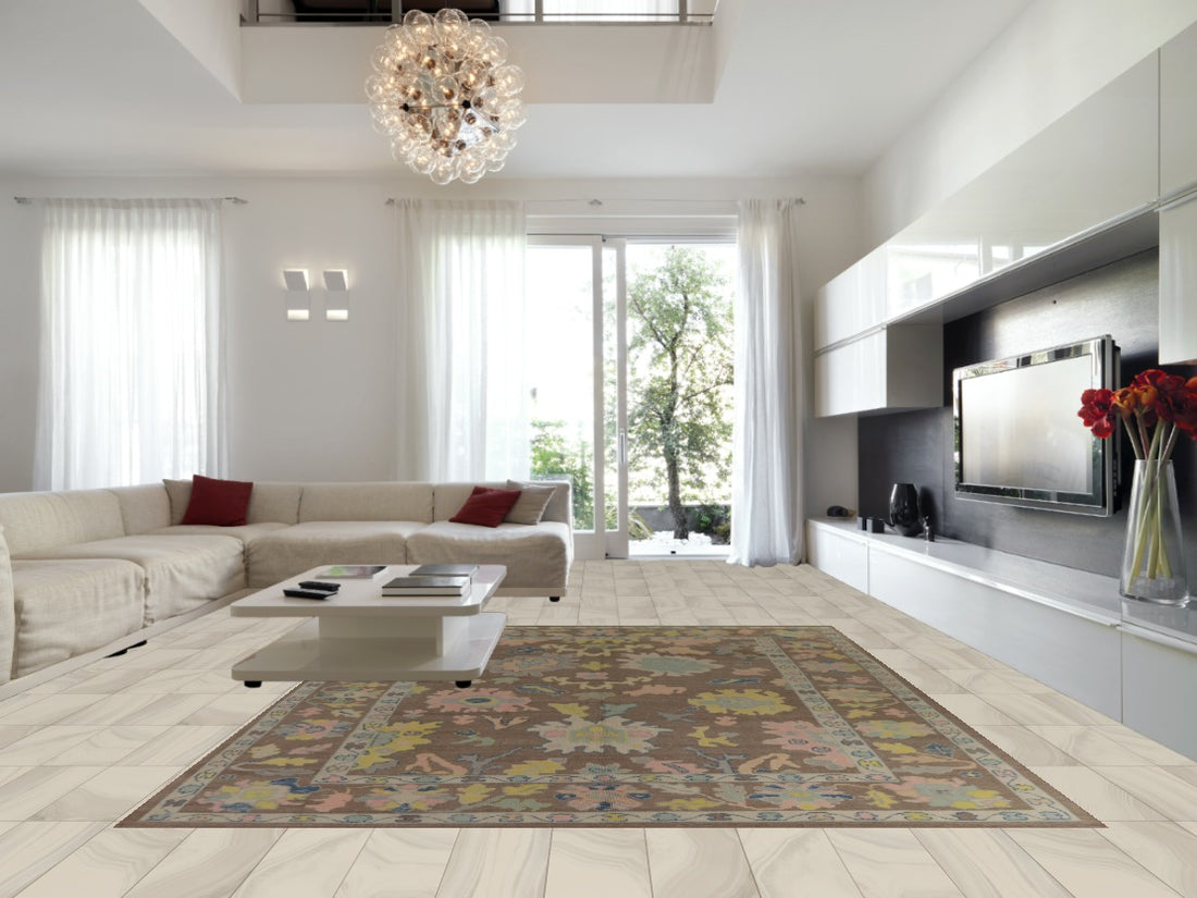 Vegetable Dye Brown Oushak Turkish Area Rug 10x13