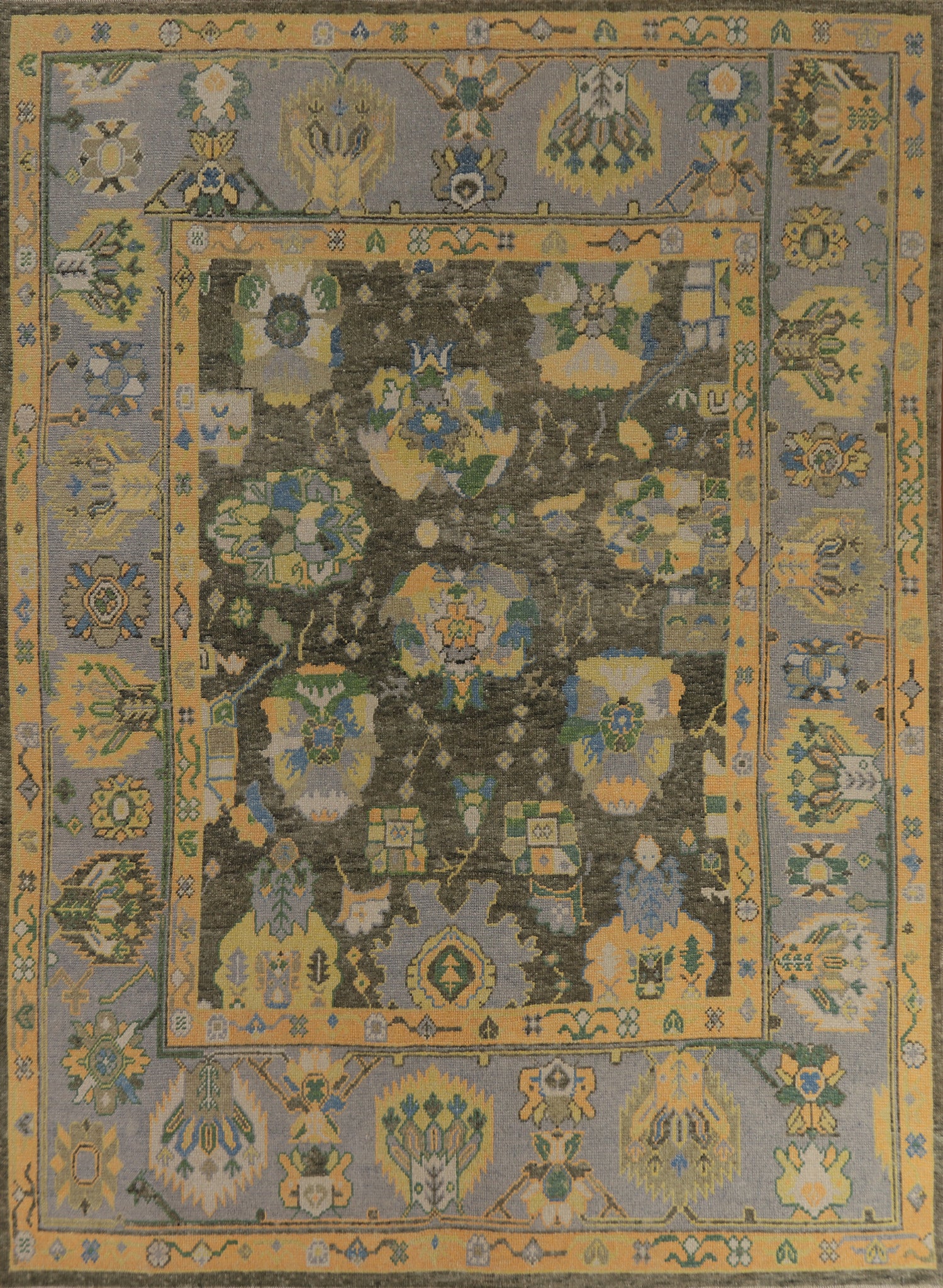Vegetable Dye Floral Oushak Turkish Area Rug 8x10