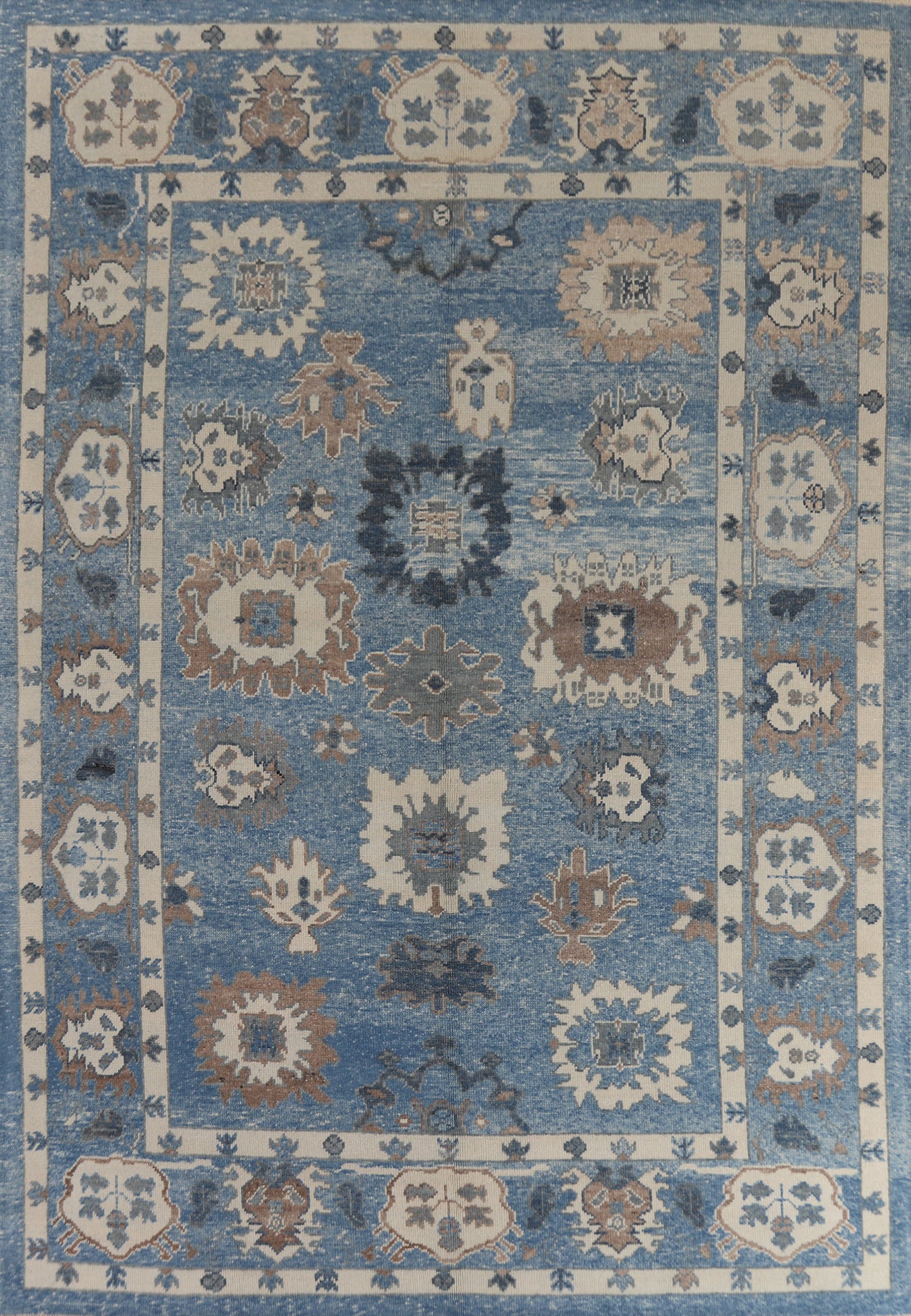 Handmade Blue Oushak Vegetable Dye Area Rug 8x11