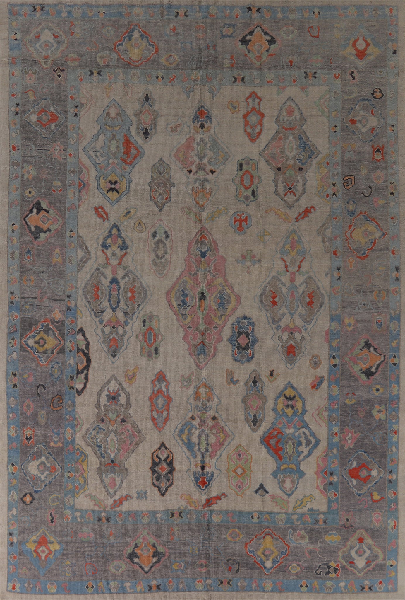 Vegetable Dye Wool Oushak Turkish Area Rug 9x12