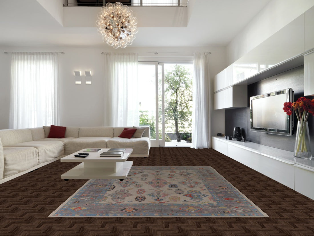 Vegetable Dye Wool Oushak Turkish Area Rug 9x12