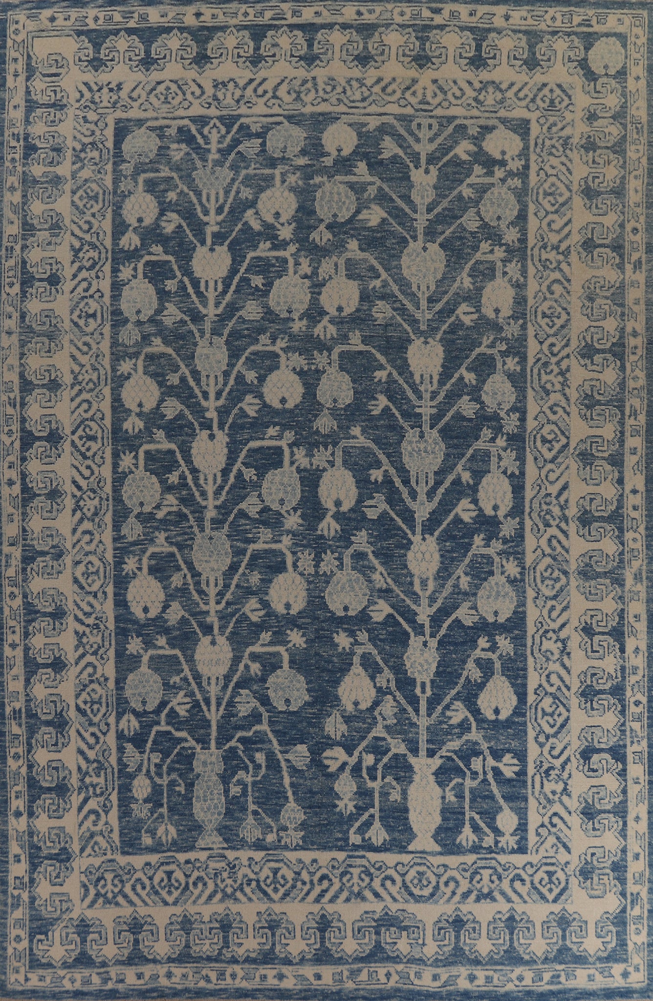 Vegetable Dye Blue Oushak Turkish Large Rug 10x15